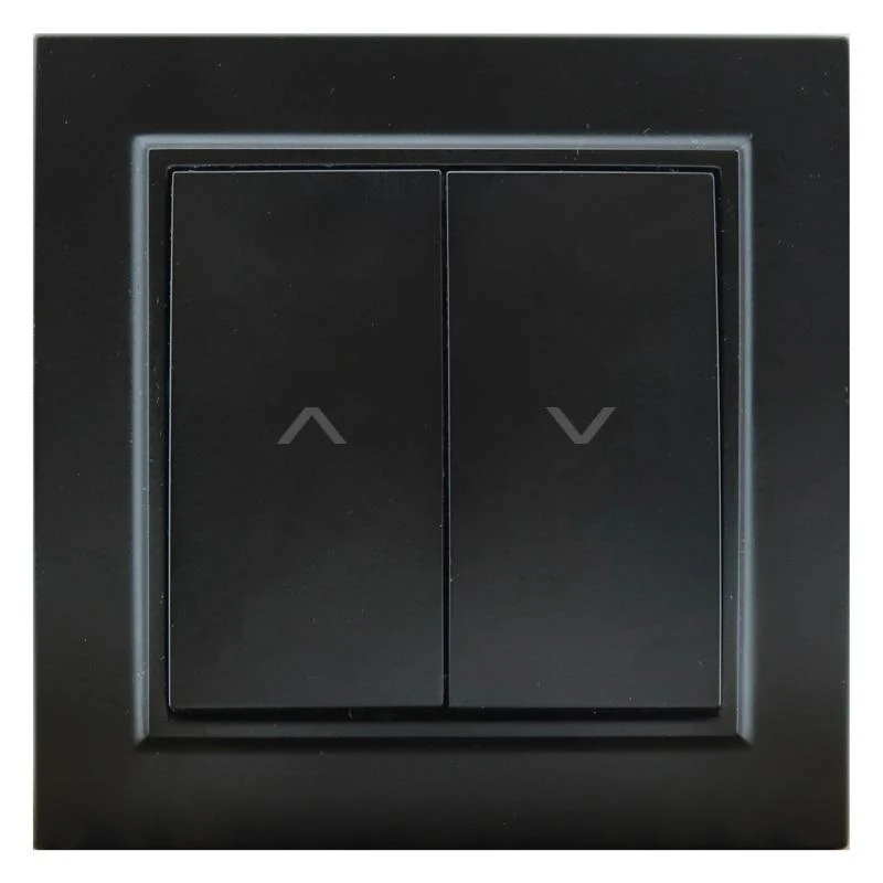 Pulsador Empotrable Doble Pulsador Negro Para Persianas Automáticas Marco Incluido IP20 Serie wLine