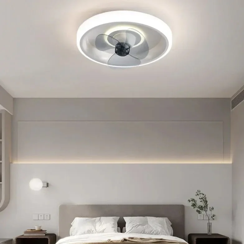 Ventilador de techo con plafon led diseño simplista para dormitorio