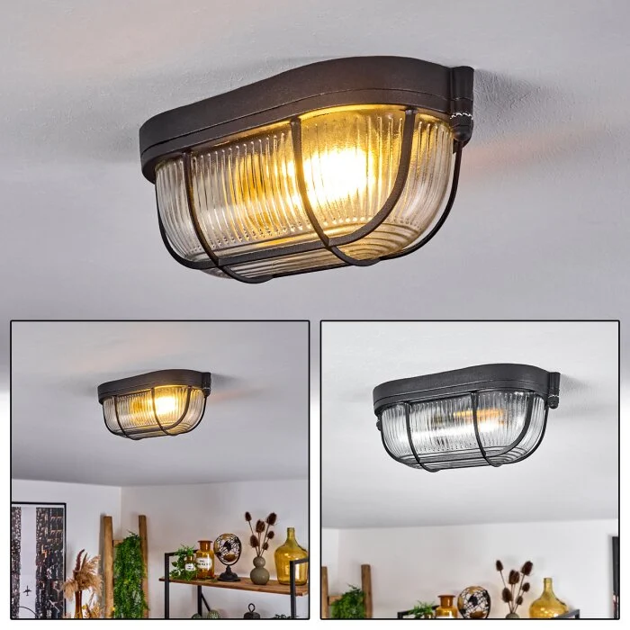 Quintay Lámpara de Techo Negro, 1 luz