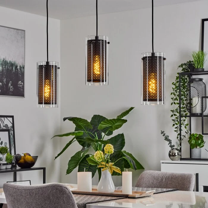 Rasperden Lámpara Colgante Negro, 3 luces