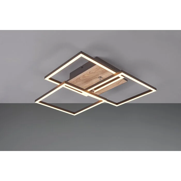 Reality Mobile Lámpara de Techo LED Color madera, Negro, 1 luz, Mando a distancia