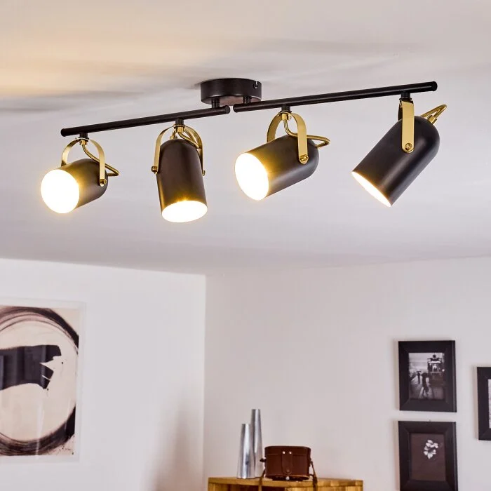 Rialey Lámpara de Techo Latón, Negro, 4 luces