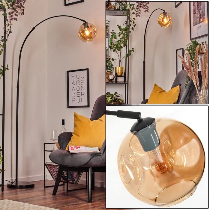 Ripoll Lámpara de pie, Lámparas de pie tipo arco Negro, 1 luz