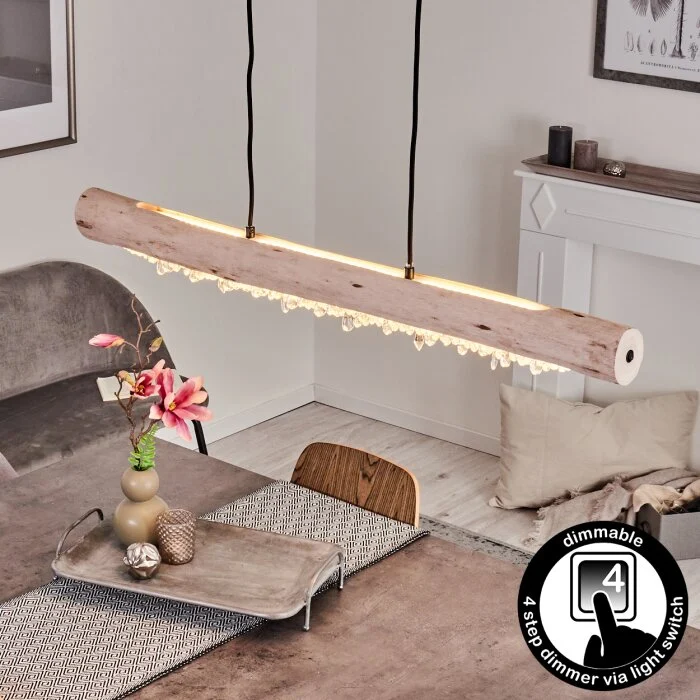 Rodeche Lámpara Colgante LED Transparente, Crudo, 2 luces