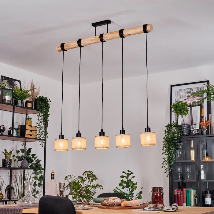 Sabadim Lámparas suspendidas, Lámparas colgantes Crudo, Negro, 5 luces