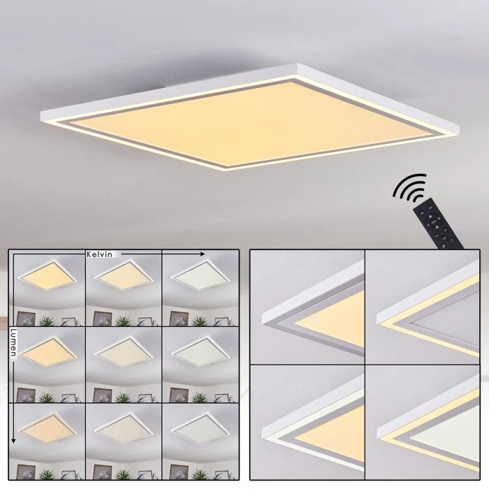 Salamo Lámpara de Techo LED Blanca, 2 luces, Mando a distancia