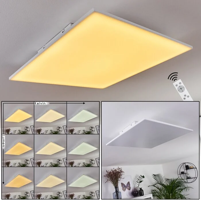 Salamo Panel LED Blanca, 1 luz, Mando a distancia