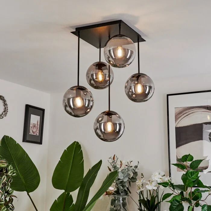 Salamonde Lámpara de Techo Negro, 5 luces