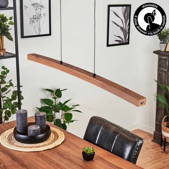 Salmi Lámpara Colgante LED Marrón, Color madera, Negro, 1 luz