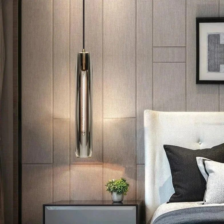 Lampara colgante de cristal moderna regulable en altura para mesita de noche