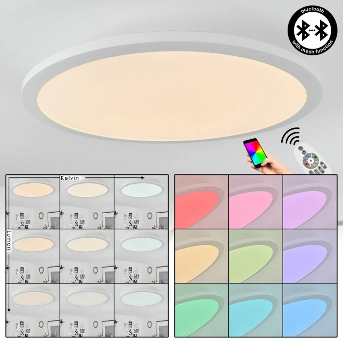 Sani Lámpara de Techo LED Blanca, 1 luz, Mando a distancia, Cambia de color