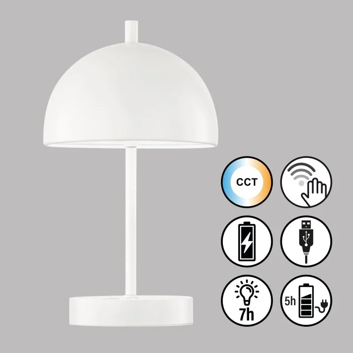 SCHÖNER WOHNEN-Kollektion Kia Lámpara de mesa LED Blanca, 1 luz