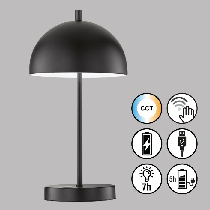SCHÖNER WOHNEN-Kollektion Kia Lámpara de mesa LED Negro, 1 luz