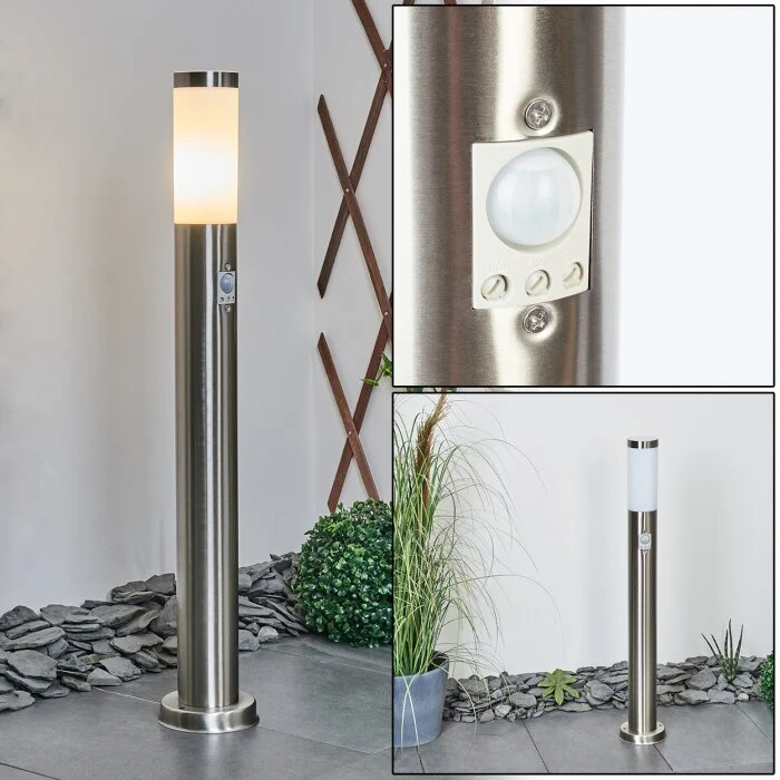 Sessa Poste de Jardín Níquel-mate, 1 luz, Sensor de movimiento