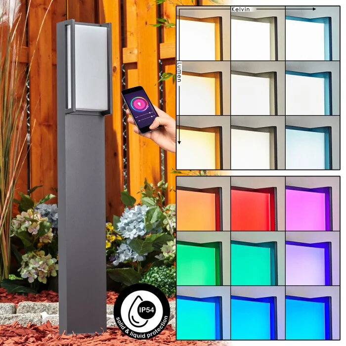 Skove Poste de Jardín LED Antracita, 1 luz, Cambia de color