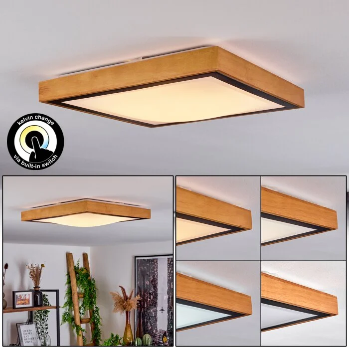 Sobredo Lámpara de Techo LED Crudo, Negro, 1 luz