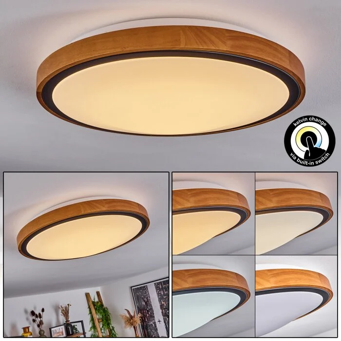 Sobredo Lámpara de Techo LED Crudo, Negro, Blanca, 1 luz