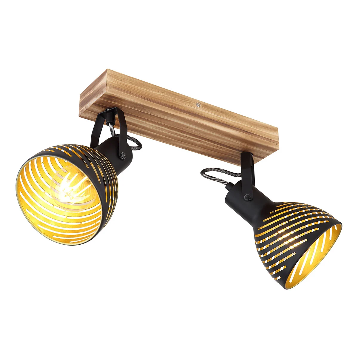 Spot de 2 luces marrón/negro con forro dorado Globo Lenna