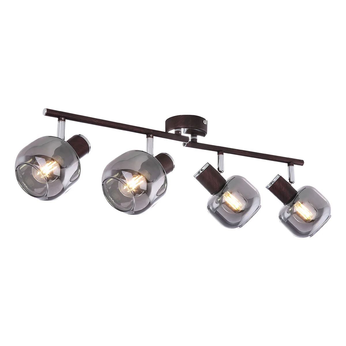 Spot de 4 luces bronce metal/cristal ahumado Globo Pallo