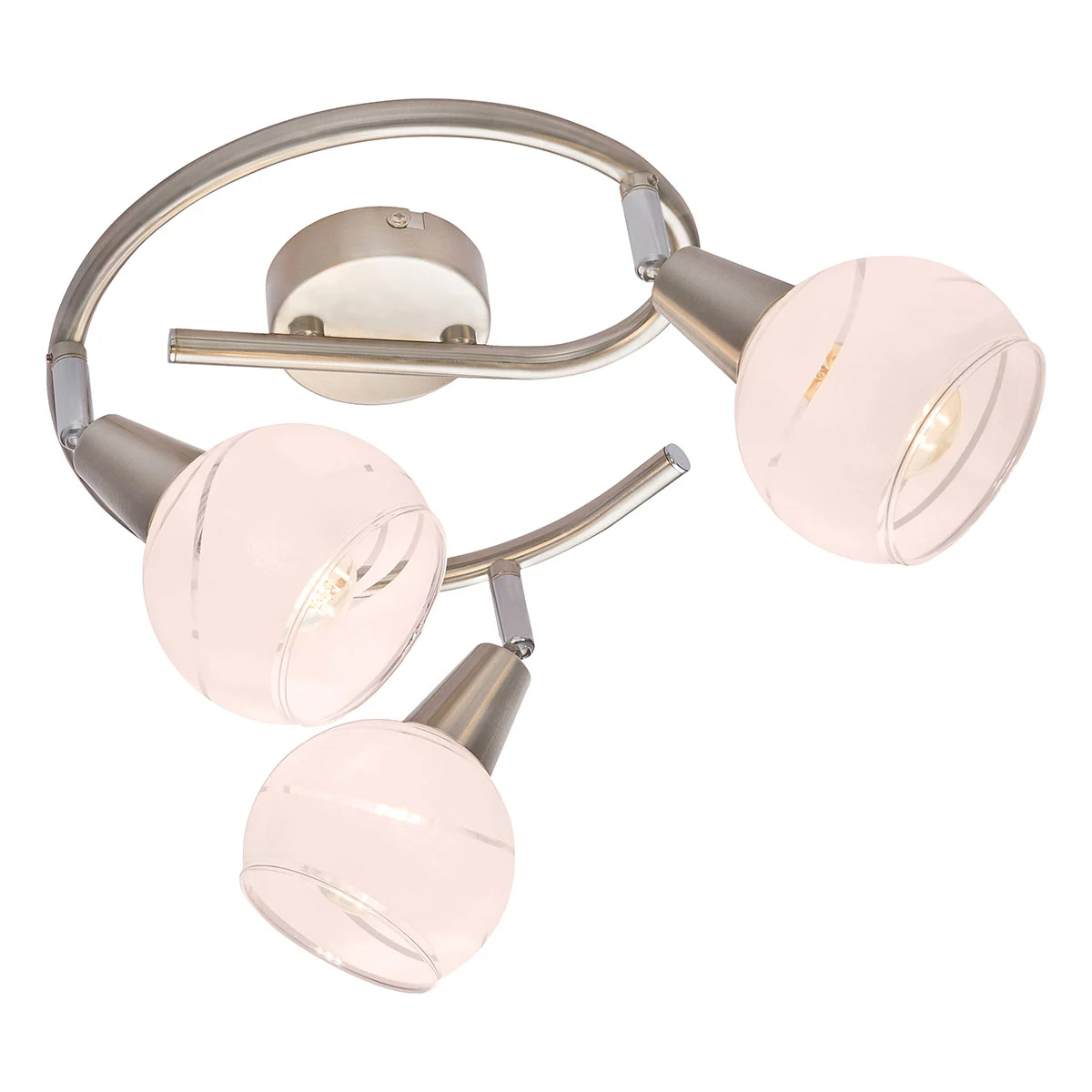 Spot redondo níquel de 3 luces con capuchas de vidrio satinado Globo Elliott