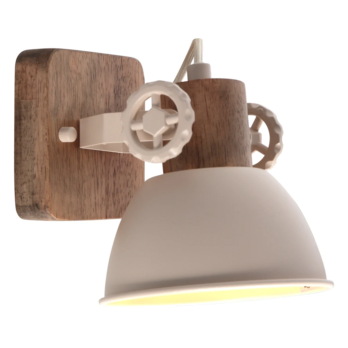Spot de 1 luz crema con madera Mexlite Gearwood