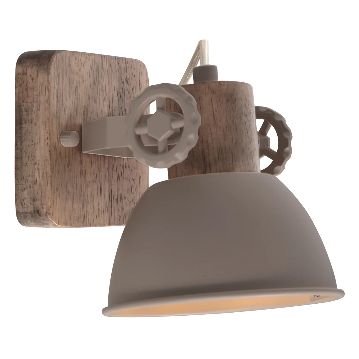Spot de 1 luz taupe con acento de madera Mexlite Gearwood