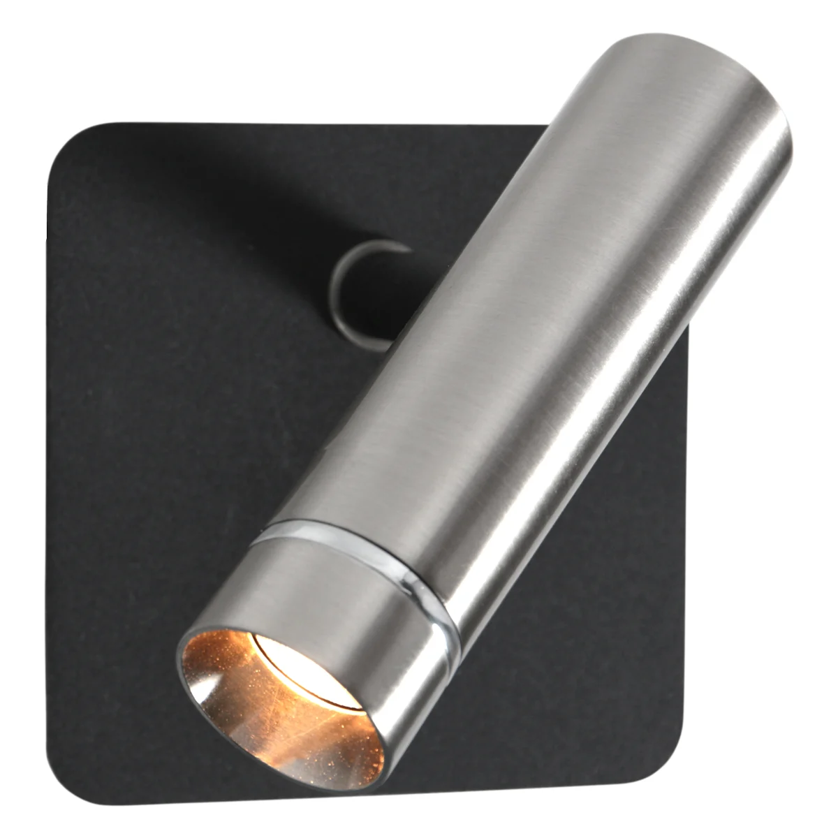 Spot de pared negro con punto de luz de acero Mexlite Lumo