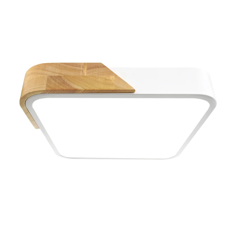 Plafón LED Cuadrado Madera Natural Regulable CCT 24W 2400LM con Mando a Distancia