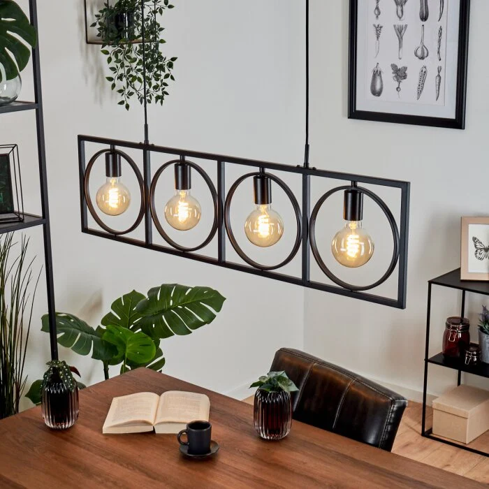 Srelau Lámpara Colgante Negro, 4 luces