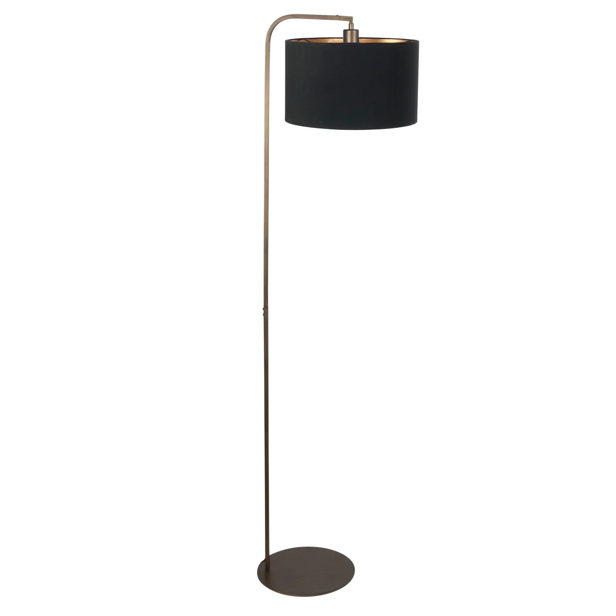 Lámpara de pie de bronce con pantalla negra y interior dorado Steinhauer Stang