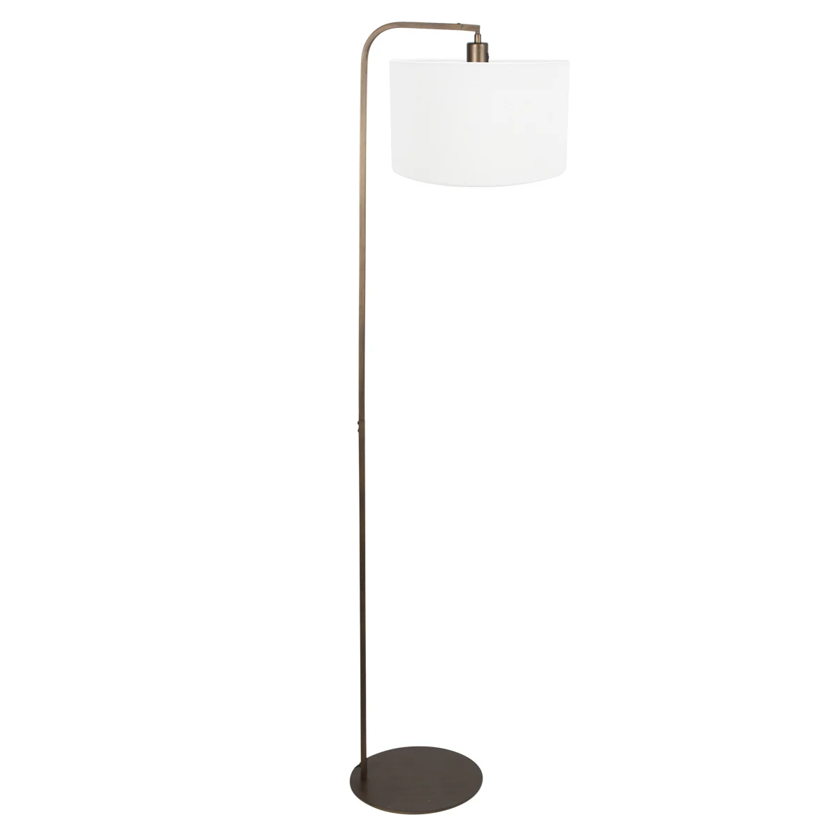 Lámpara de pie de bronce con pantalla de lino blanco Steinhauer Stang