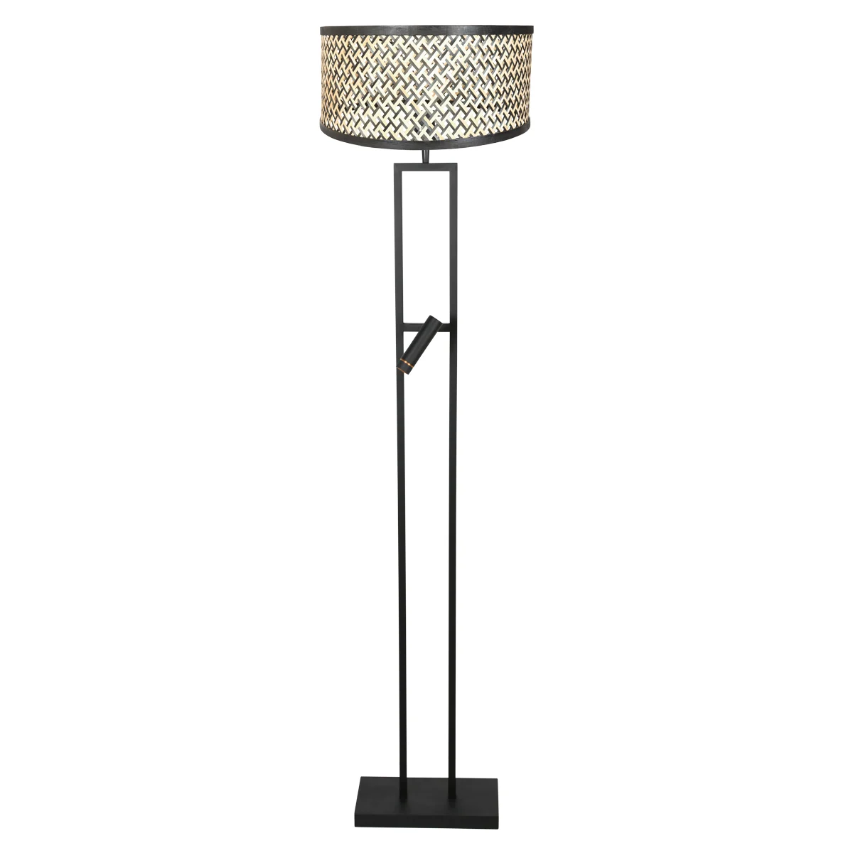 Lámpara de pie con pantalla de bambo negro beige Steinhauer Stang