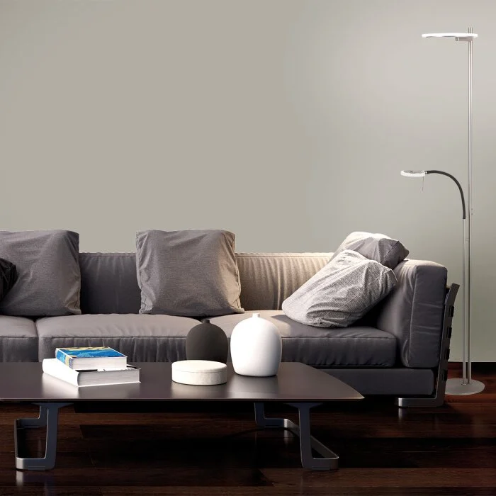 Steinhauer Turound Lámpara de Pie LED Acero bruñido, 2 luces