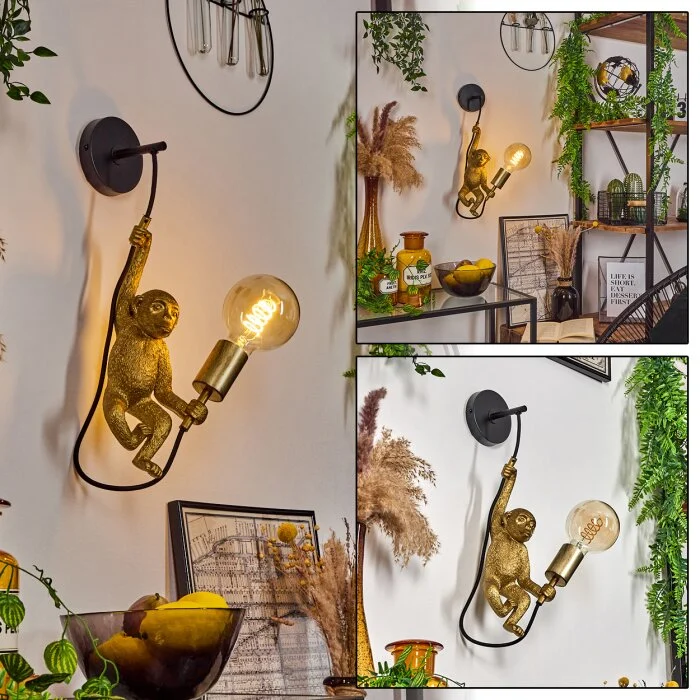Suardi Aplique dorado, Negro, 1 luz