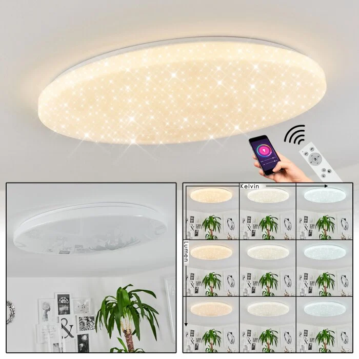 Sweet Lámpara de Techo LED Blanca, 1 luz, Mando a distancia