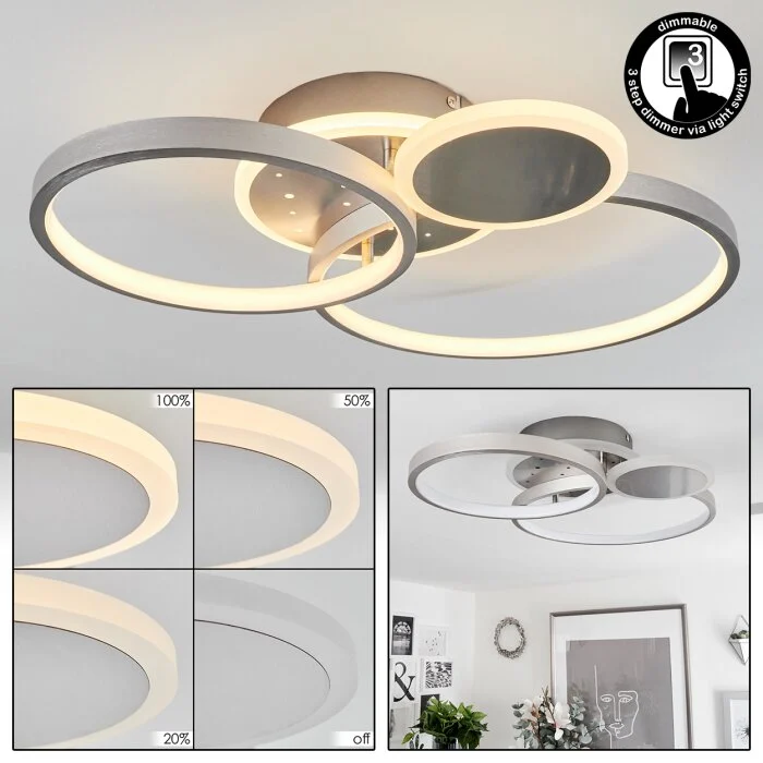 Tagsdorff Lámpara de Techo LED Cromo, Níquel-mate, 1 luz