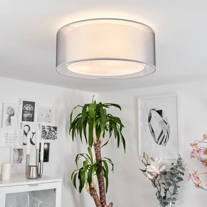 Tallaboa Lámpara de Techo Níquel-mate, Blanca, 3 luces
