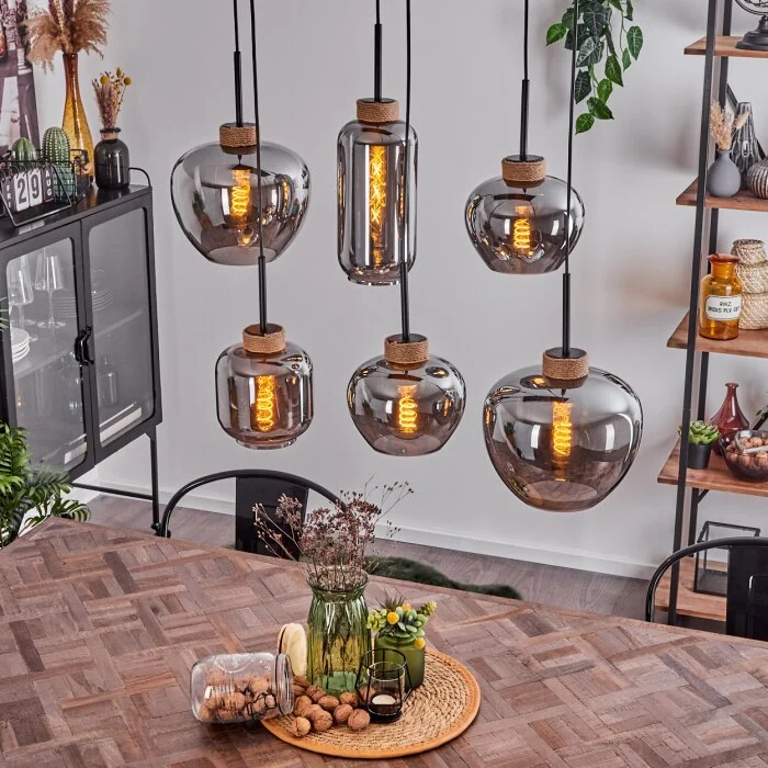 Talok Lámpara Colgante Negro, 6 luces