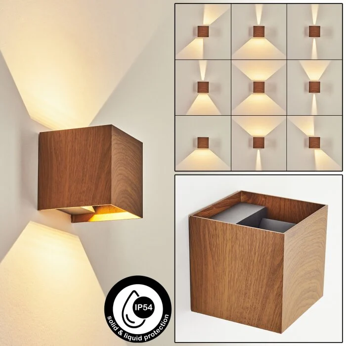 Tamarin Aplique para exterior LED Antracita, Marrón, Color madera, 1 luz