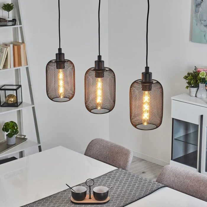 Tambo Lámpara Colgante Negro, 3 luces