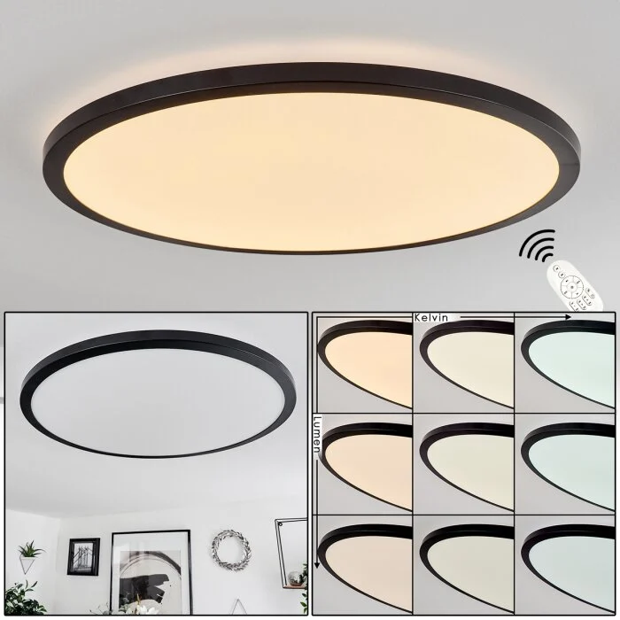 Tamesch Lámpara de Techo LED Negro, 1 luz, Mando a distancia