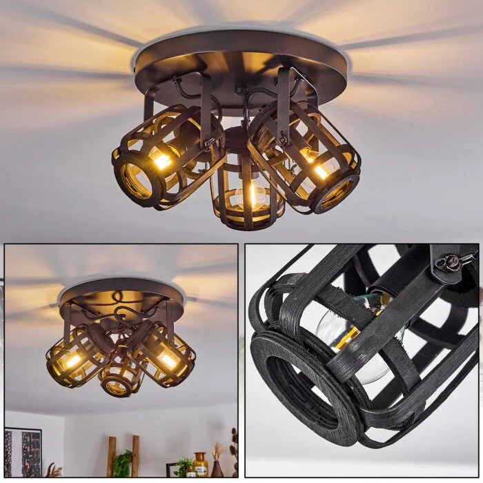 Teheran Lámpara de Techo Negro, 3 luces