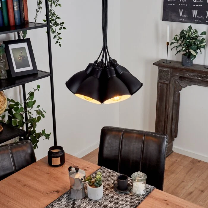 Timola Lámpara Colgante Negro, 7 luces