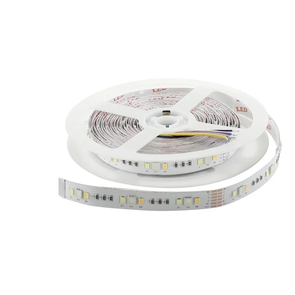 Tira de LED RGB+W+WW 50W 12V DC SMD5050 30L/m + SMD 2835 60L/m 10W/m IP20 (5 metros)
