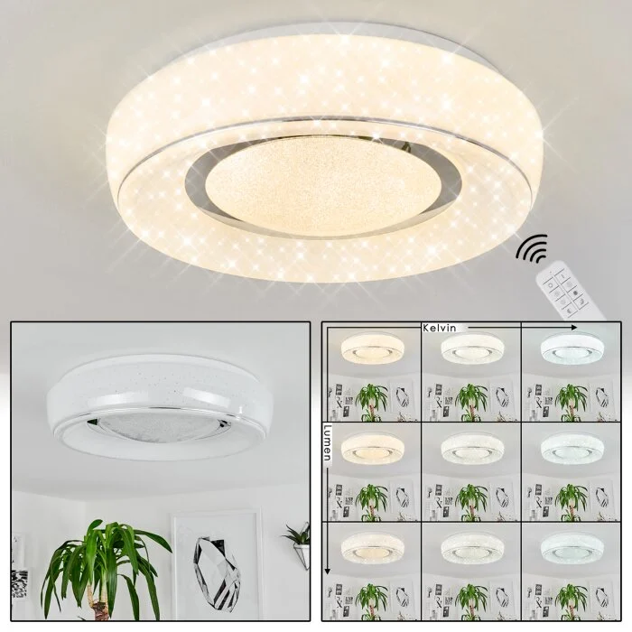 Tobosy Lámpara de Techo LED Blanca, 1 luz, Mando a distancia