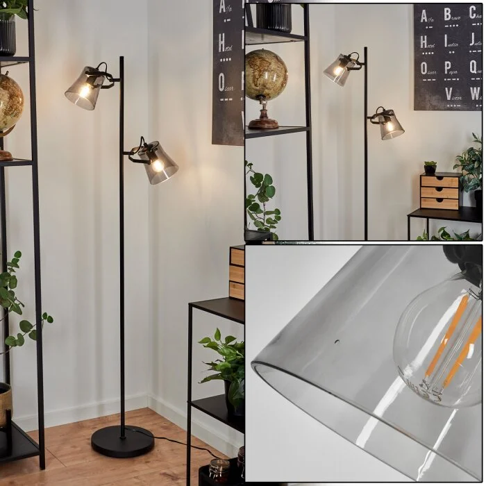 Trajouca Lámpara de Pie Negro, 2 luces