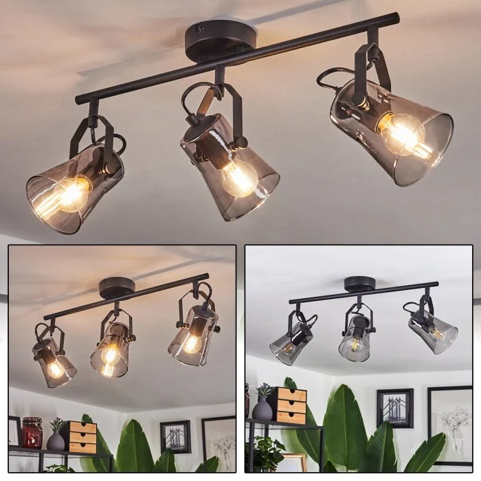 Trajouca Lámpara de Techo Negro, 3 luces