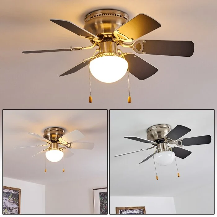 Trillo Ventilador de techo Gris, Níquel-mate, Blanca, 1 luz