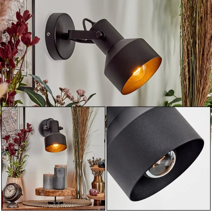 Tylar Apliques, Spot de pared Negro, 1 luz