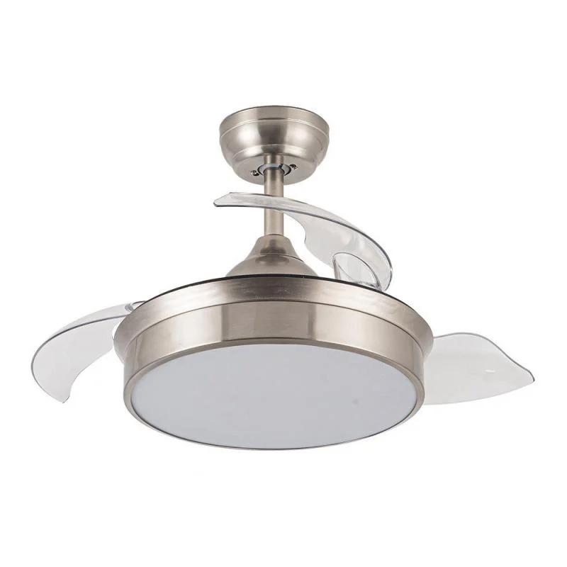 Reacondicionado – Ventilador de Techo LED Messe 72W Niquel DC Ultra Silencioso con Mando a Distancia y Palas Retráctiles